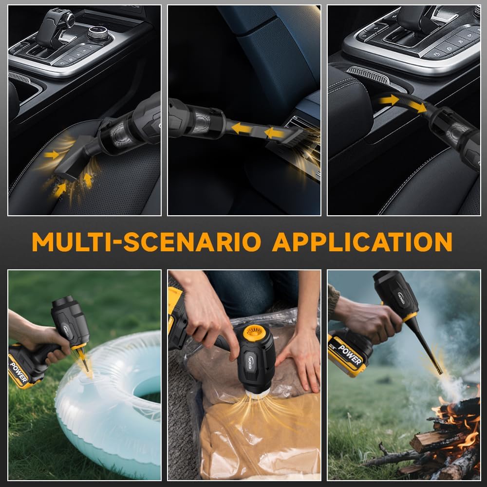 Handheld Car Vacuum Cordless, Portable Cars Vacuum Cleaner with 40000Pa High Power & Suction, Powerful 4-in-1 Hand Held Air Duster Fast Cleaning for Car,Home,Office,Pet Hair (Yellow)