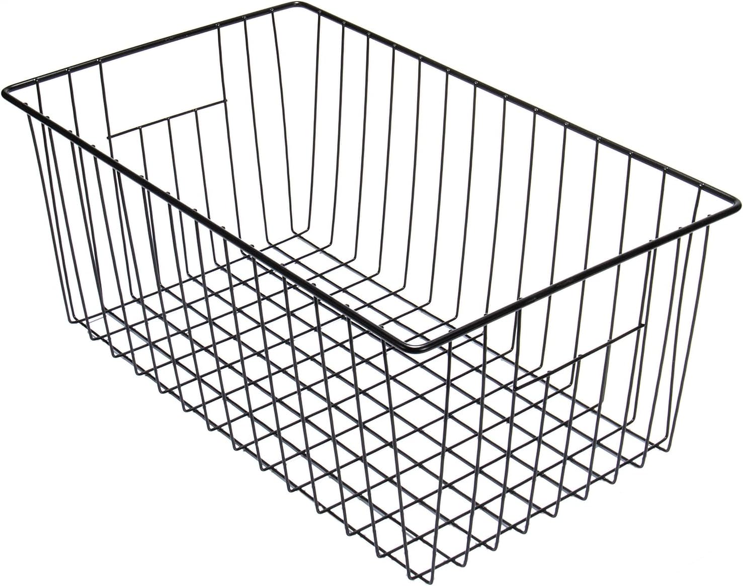 16" L x 12" W Wider Freezer Storage Organizer Baskets Container, Metal Wire Chest Upright Refrigerator Divider Bins with Built-in Handles for Cabinet, Pantry, Closet, Kitchen, Black