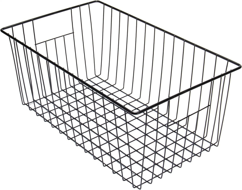 16" L x 12" W Wider Freezer Storage Organizer Baskets Container, Deep Metal Wire Chest Upright Refrigerator Divider with Built-in Handles for Cabinet, Pantry, Closet, Kitchen, Black
