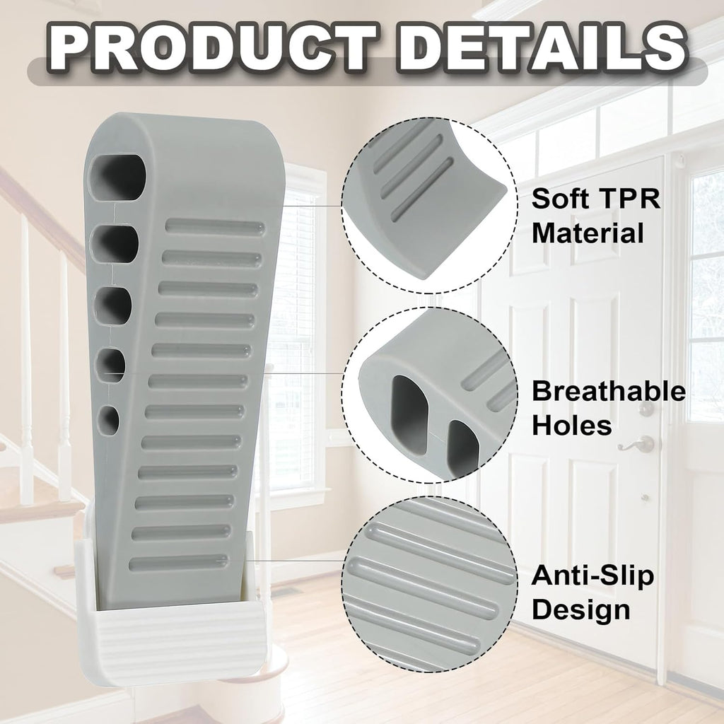 PATIKIL Rubber Door Stoppers for Bottom of Door, Door Wedge Stopper with Holder Sturdy Stackable Doorstop Wall Protector for Home Office Floor Concrete Tile, Gray