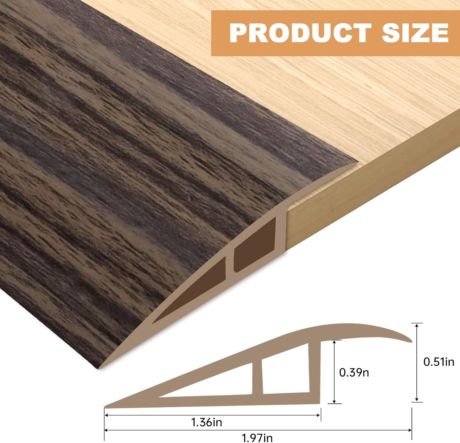 Vinyl Door Threshold Flooring Transition Strip Self Adhesive Carpet Edging Strip for Laminate Doorway Edge Threshold from 1/5" to 2/5" (Grayish Brown Wood Grain, 10 Ft)