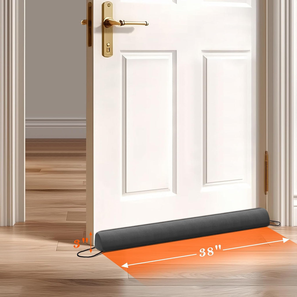 Sunolga 2-Pack 38" Door Draft Stopper Blocks Hot and Cold Air with Removable Washable Cover for Gaps Up to 3", All-Season Seal for Noise, Wind, Door Sweep for Bottom of Door, Home Essentials, Gray