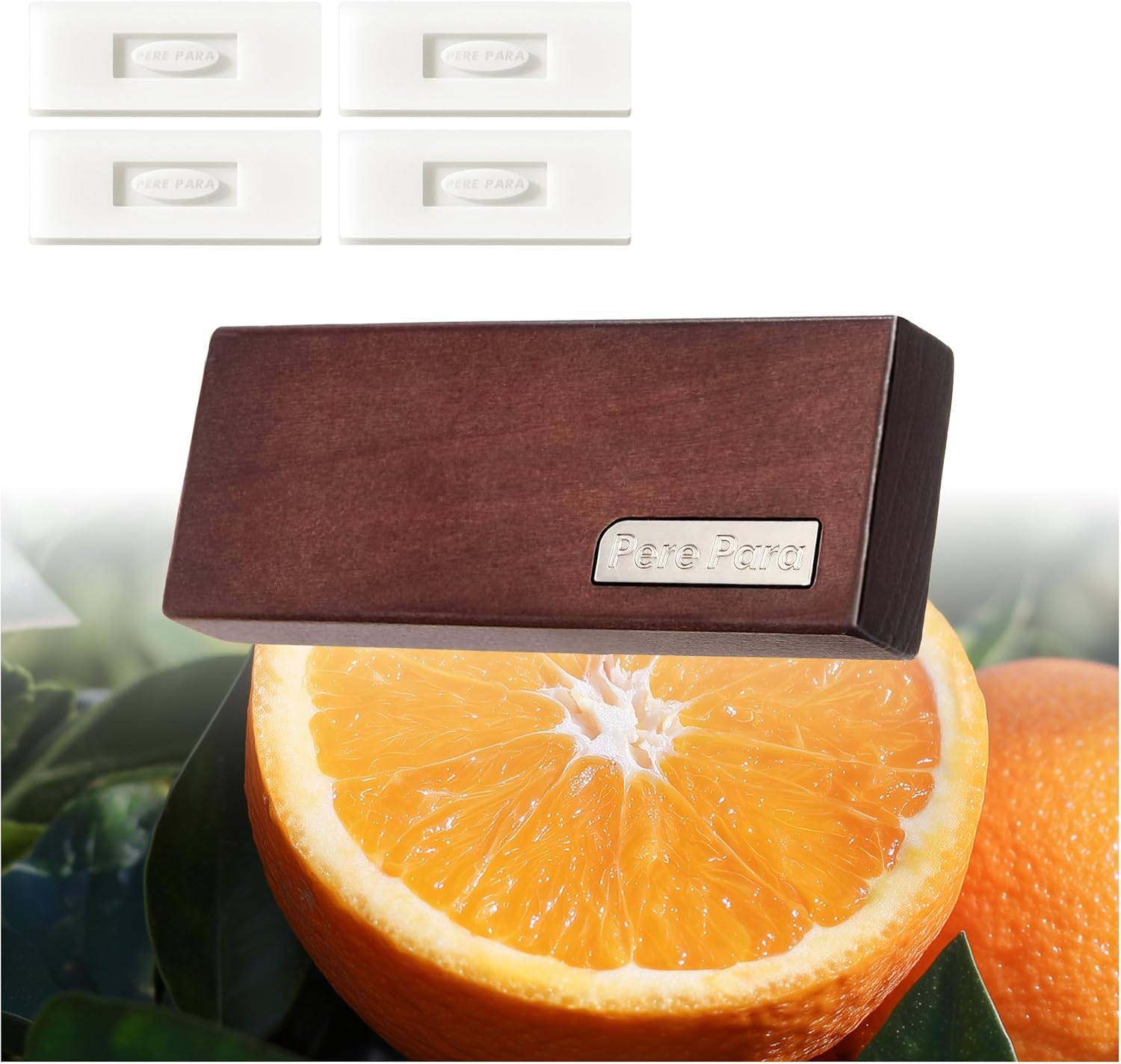 4 Refreshing Scent Bags Wood Car Air Freshener Vent Clip (Darkwood, Summer Night)- Natural Scent Diffuser for Car, Truck & SUV Premium Essential Oil Starter Kit Gift for Men & Women