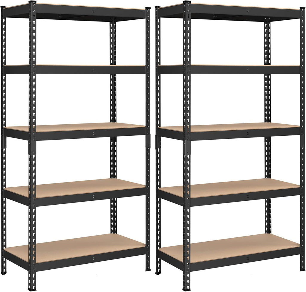 SONGMICS 5-Tier Storage Shelves, Load 2310 lb, Set of 2 Garage Storage, Boltless Assembly, Adjustable Shelving Unit, 17.7 x 35.4 x 70.9 Inches, for Study Shed Basement, Black UGLR450B02