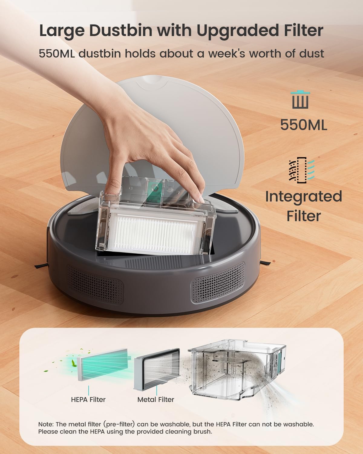 Lefant M310 Robot Vacuum Cleaner– 4500Pa Suction, Ultra-Slim & Quiet, PreciSense Obstacle Avoidance, WiFi/App/Voice Control, 160-Min Runtime, Self-Charging – Ideal for Pet Hair & Hard Floors (Gray)