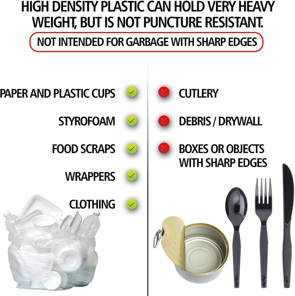 Aluf Plastics High Density Trash Bags, 56 Gallon, 600 Count, 22 Micron (eq), 43" x 48", Clear, for Bathroom, Office, Industrial, Commercial, Janitorial, Municipal, Recycling