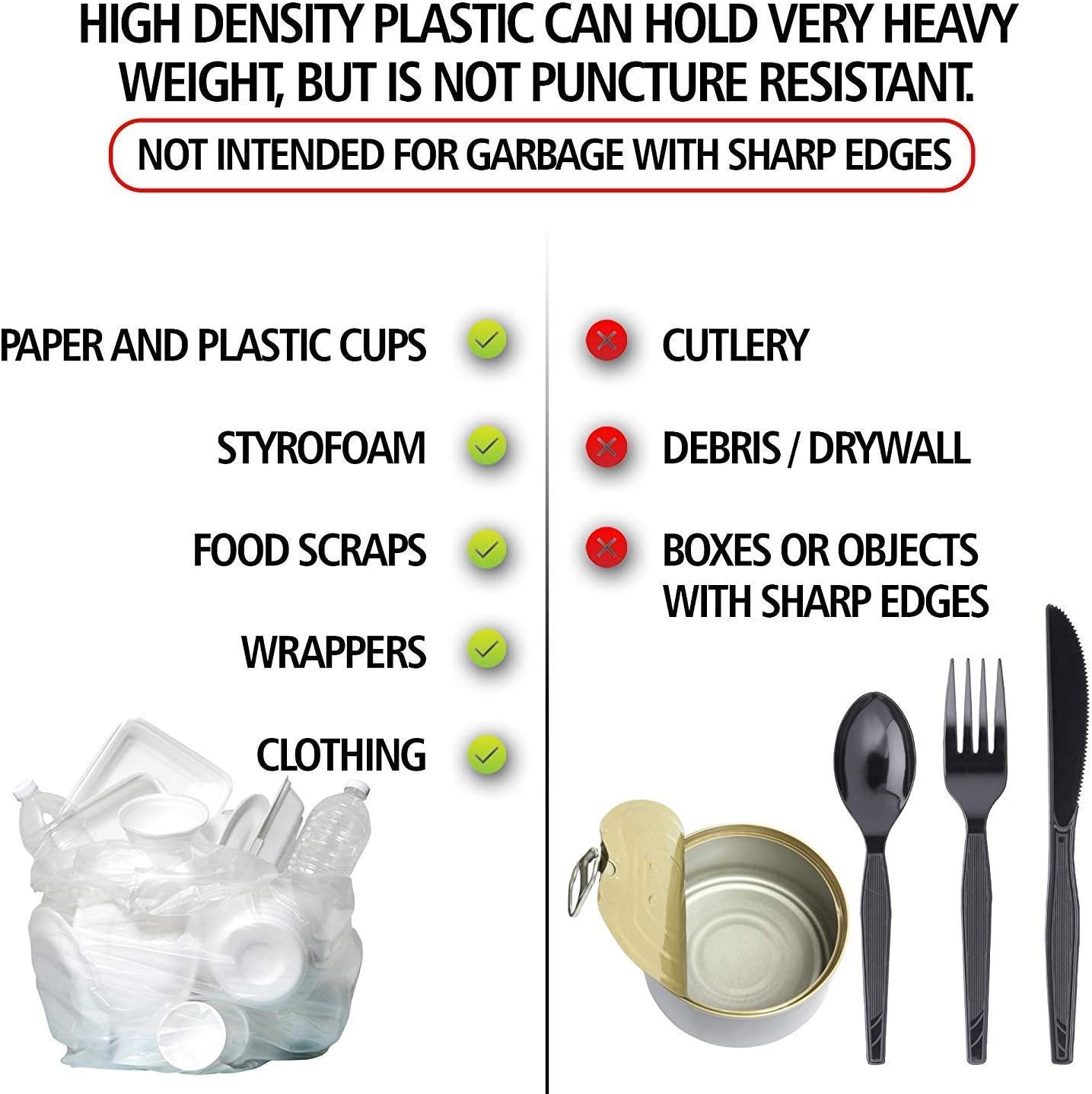 Aluf Plastics High Density Trash Bags, 20-30 Gallon, 2000 Count, 13 Micron (eq), 30" x 37", Clear, for Bathroom, Office, Industrial, Commercial, Janitorial, Municipal, Recycling