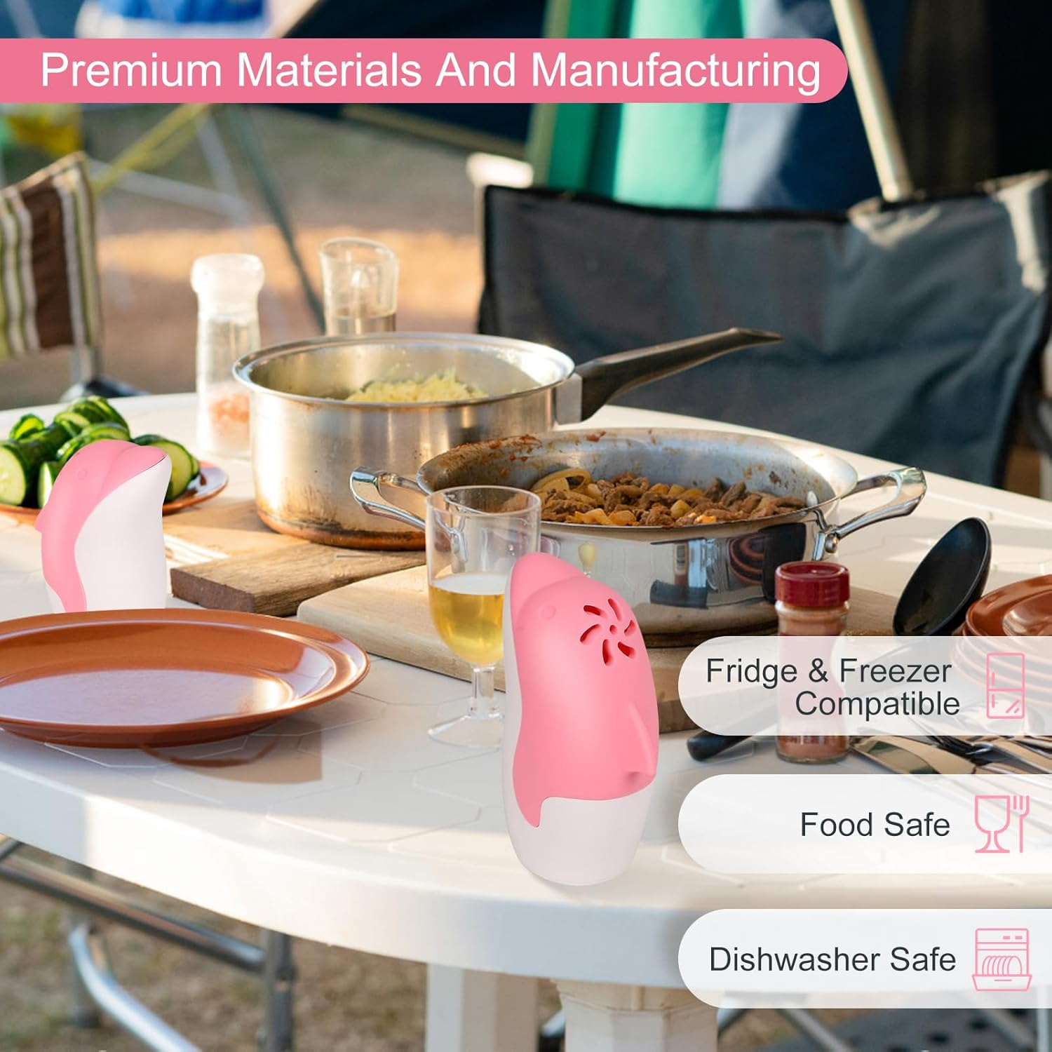 Asltw Upgrade Cute Fridge Deodorizer, Dolphin Fridge Cleaner, Freezer Odor Freshener, Add Baking Soda Reusable Fun Kitchen Gadgets (Pink)