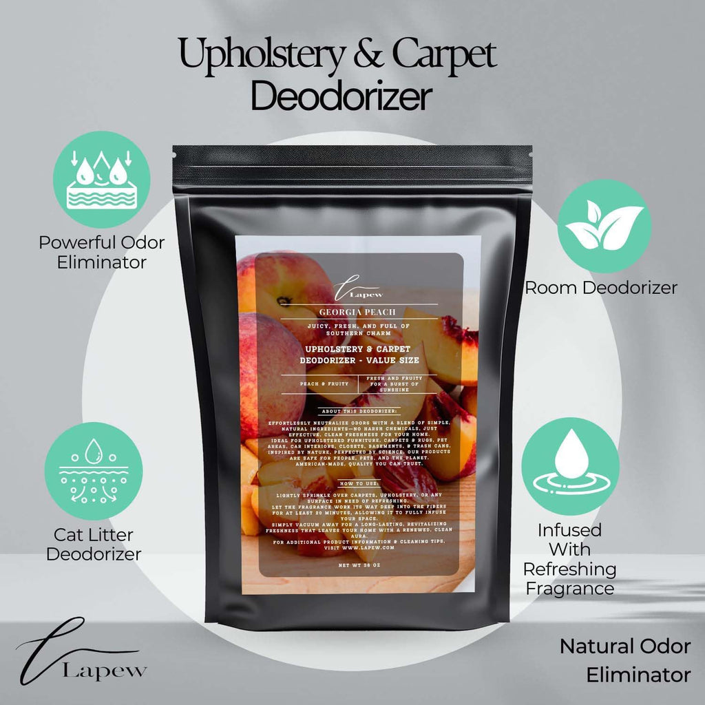 Georgia Peach Carpet Freshener Powder Refill 36 oz | Powerful Odor Eliminator for Home | Upholstery Deodorizer | Carpet Deodorizer | Pet Urine | Cat Litter Box