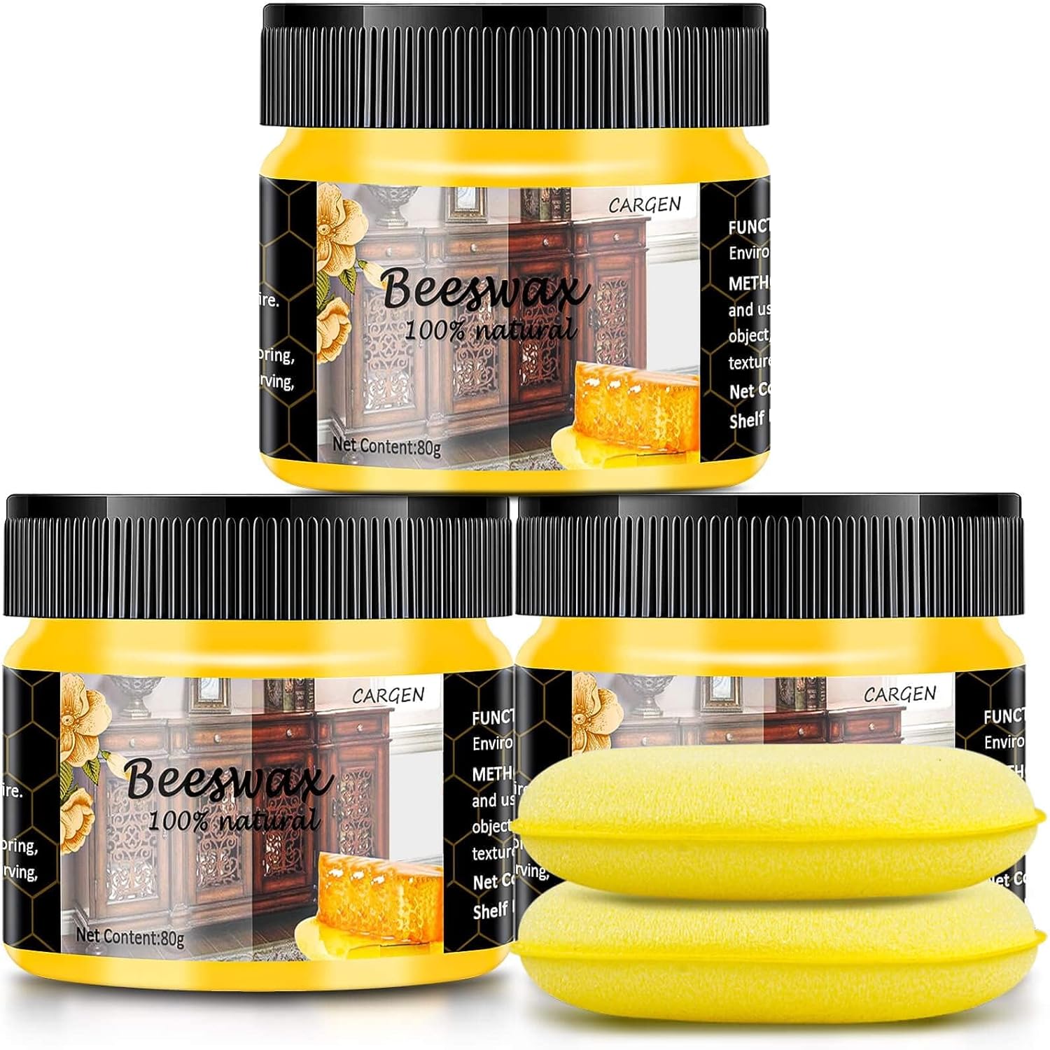 CARGEN 3 PCS Wood Seasoning Beewax Natural Beewax Traditional Wood Wax Multipurpose Beeswax Furniture Polish for Wood Polish Furniture Care