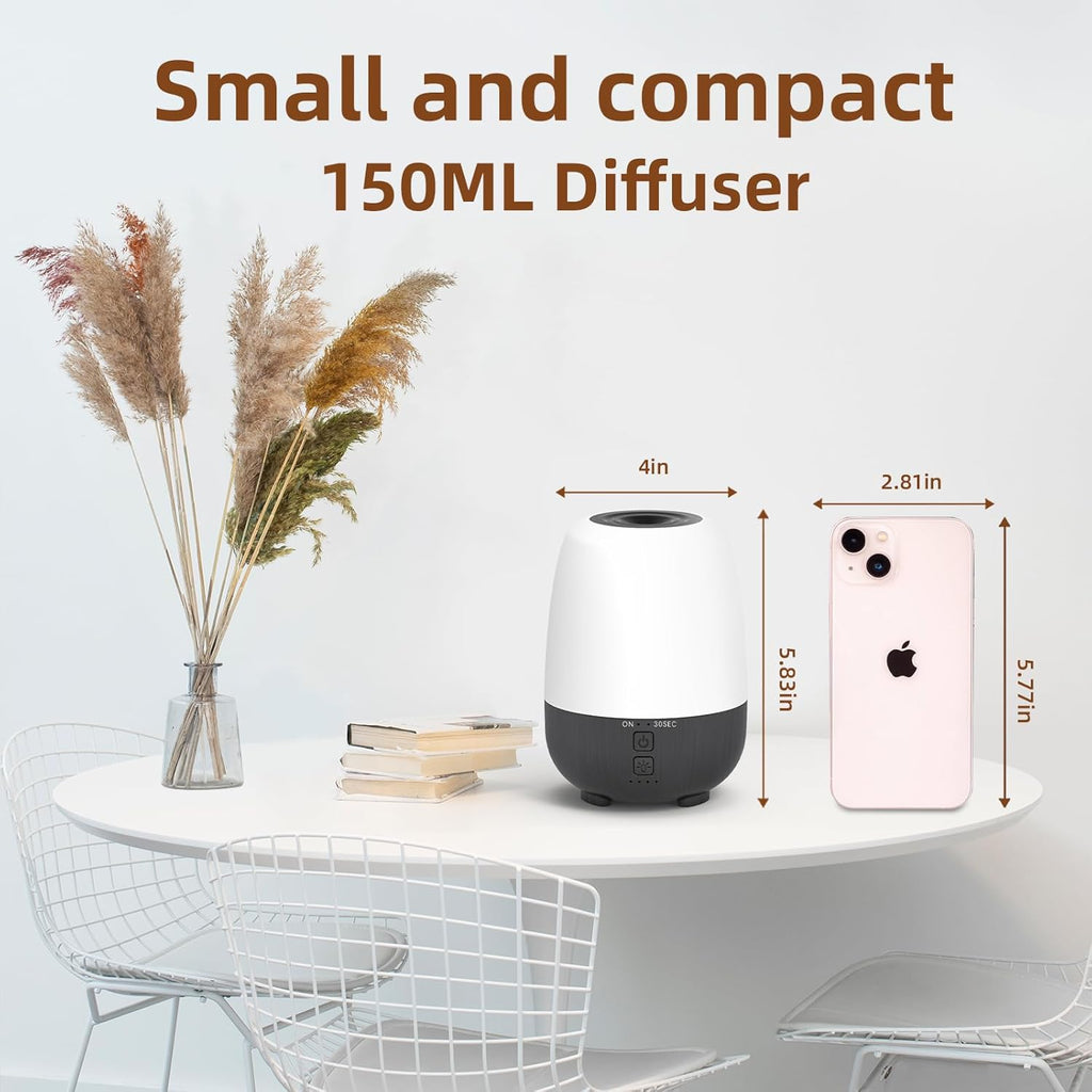 150ML Rechargeable Battery Operated Essential Oil Diffuser, Portable Cordless Aromatherapy Diffuser,7-Hour Runtime with 7 LED Color Changing Lights