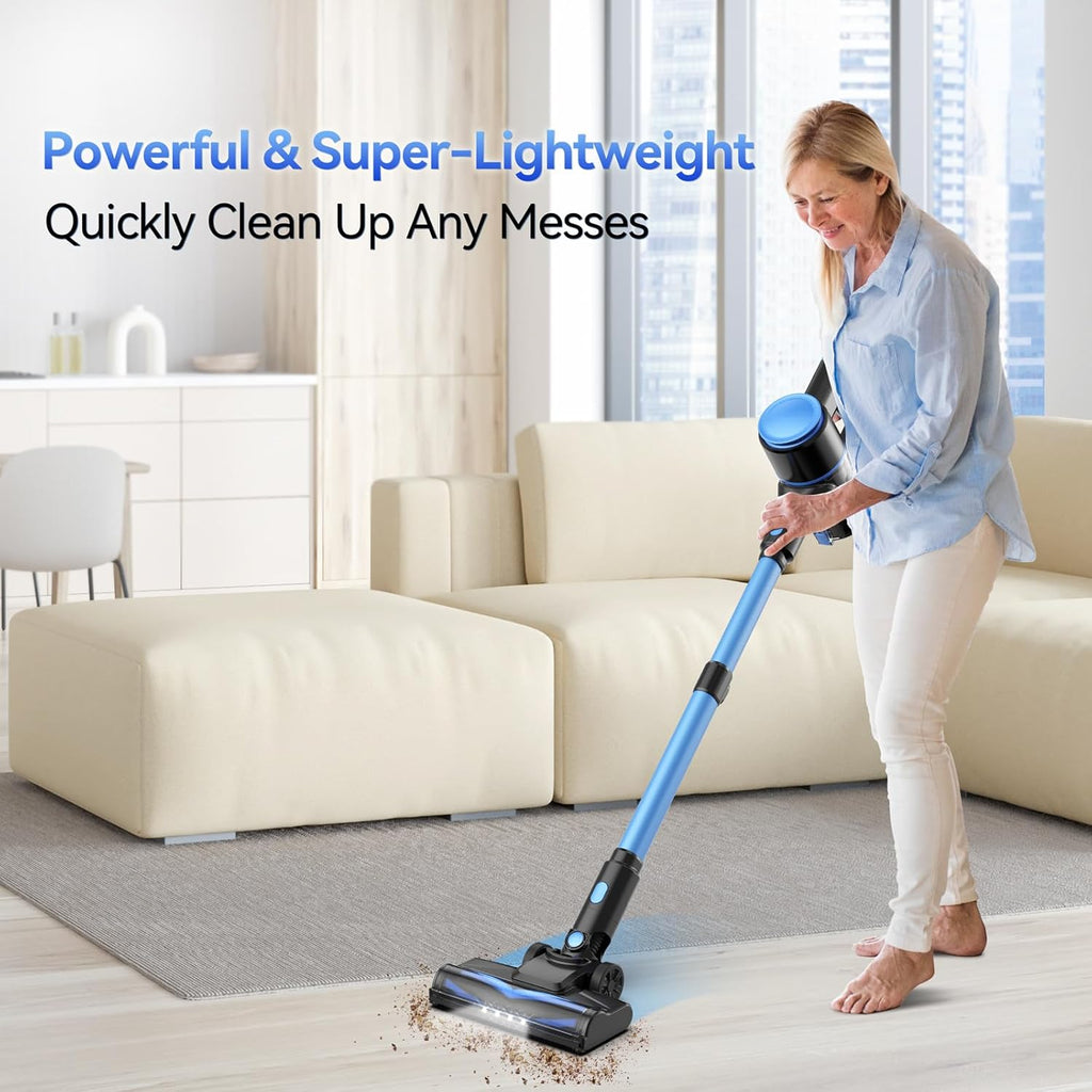 N8 Cordless Vacuum Cleaner, Lightweight Stick Vacuum with Powerful Suction, 2200mAh Battery, 40 Mins Runtime, Self-Standing, Rechargeable Vacuum Cleaners for Home Hardwood Floor Carpet Pet Hair