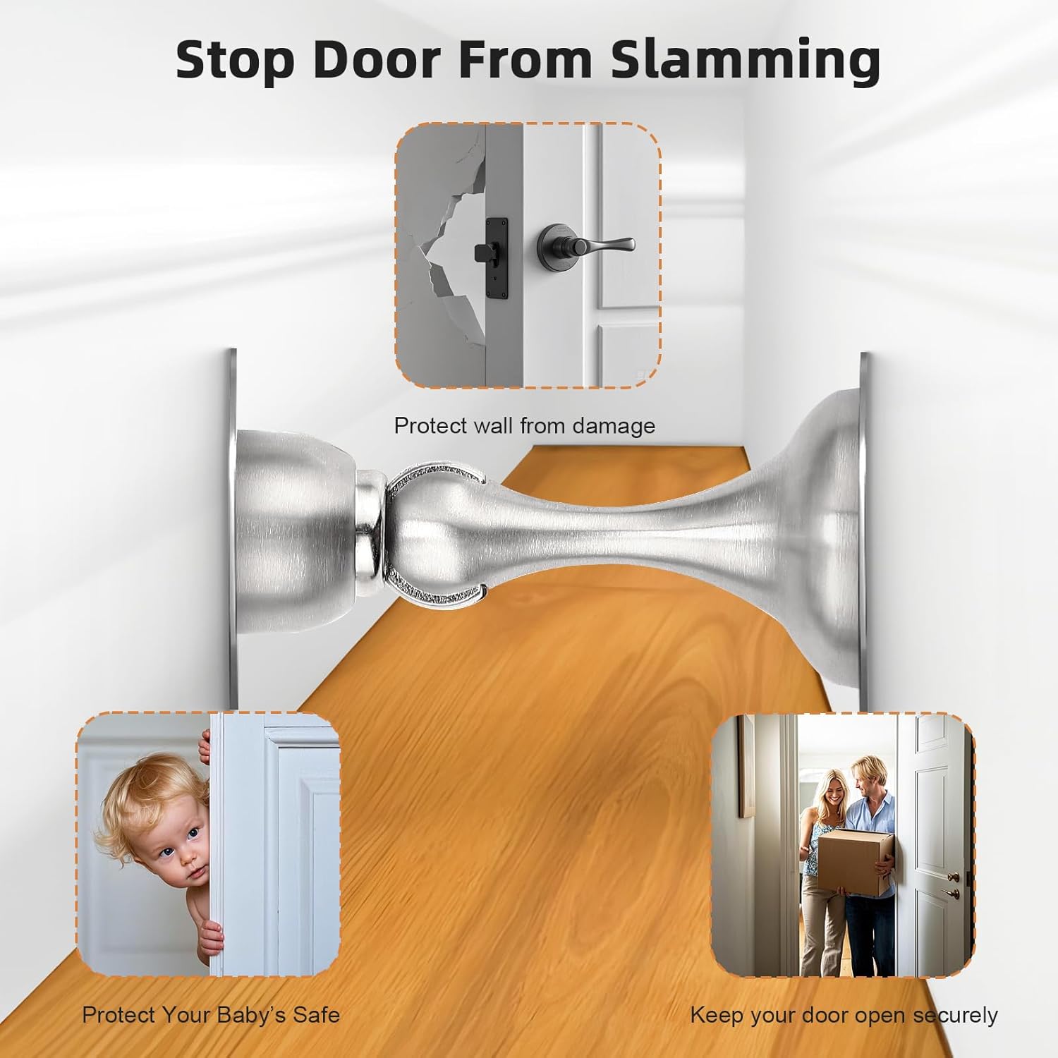 Probrico Brushed Nickel Magnetic Door Stoppers for Bottom of Door, Stainless Steel Magnet Door Catch Door Stops to Keep Door Open, Heavy Duty Door Holder, Wall and Floor Mounting, 1 Pack