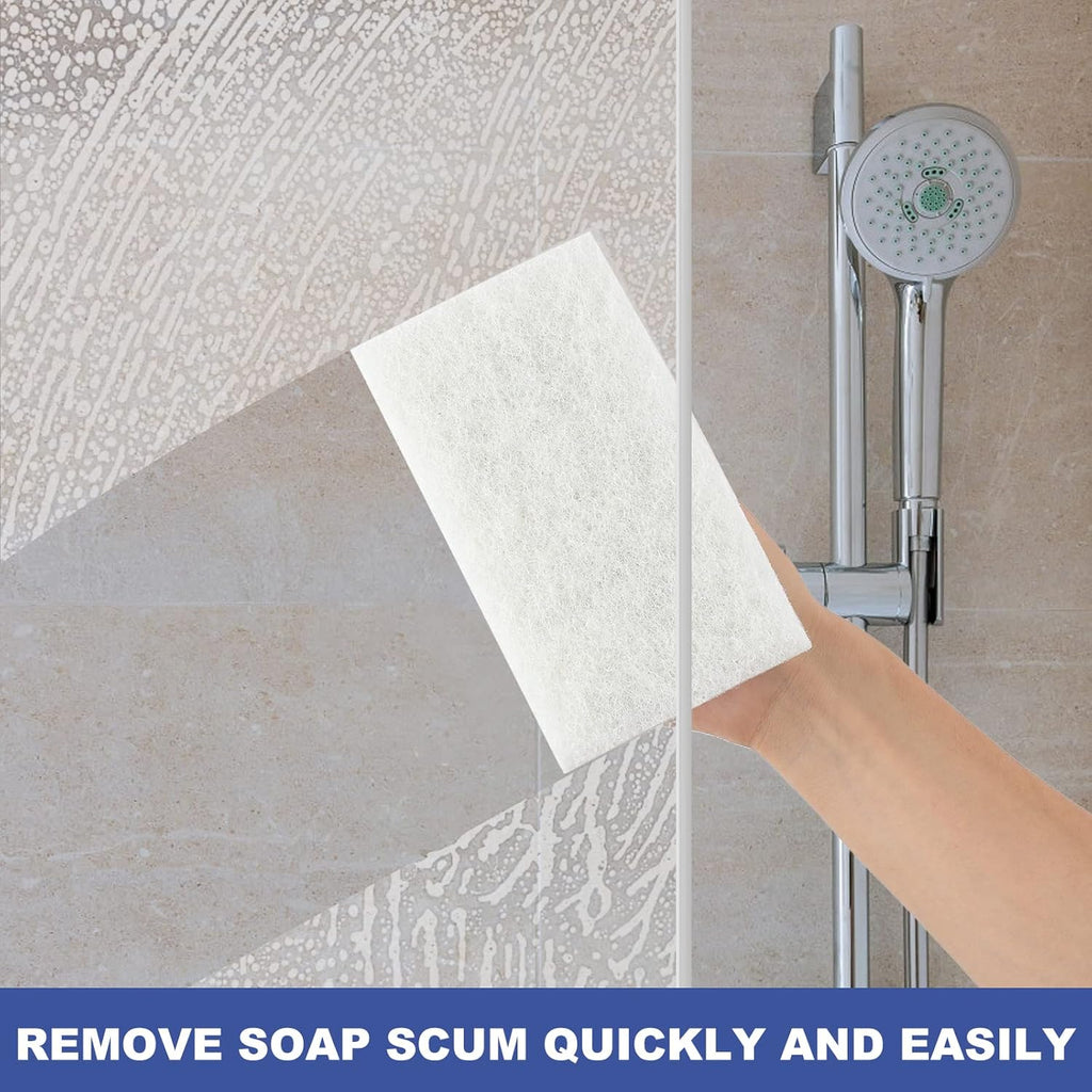 Handled Bath Scrubber, Bathroom Scouring Pad, Heavy Duty Cleaning Sponge Scrub Brush, Non-Scratch Remove Soap Scum, for Cleaning Shower Tile Bathtube Sink Spas Hot Tubs, Swimming Pool Step & Corner