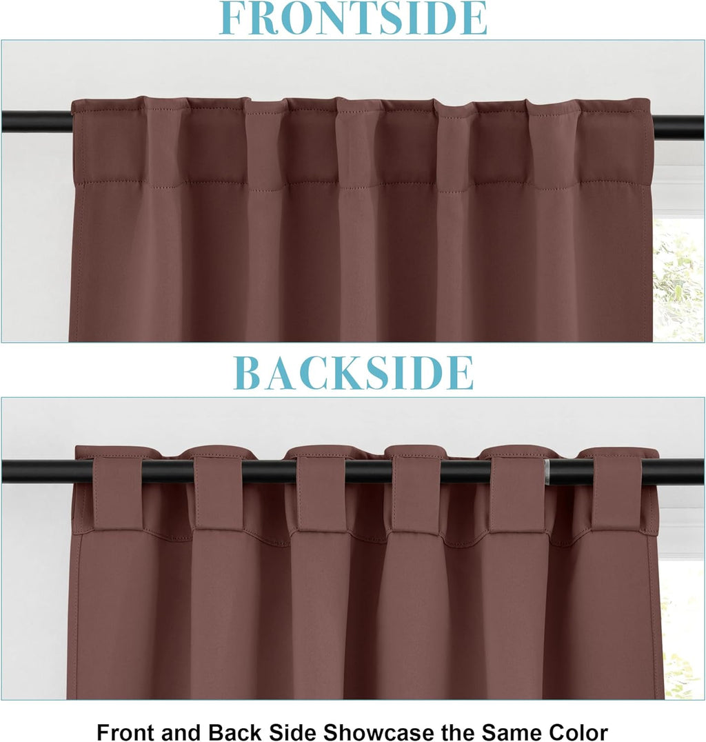 RYB HOME Blackout Curtains for Bedroom, Small Windows Shades Thermal Insulating Privacy Drapes for Living Room Classroom Bathroom Dining, Wide 42 x Long 36 inch, Chocolate Brown, 2 Panels