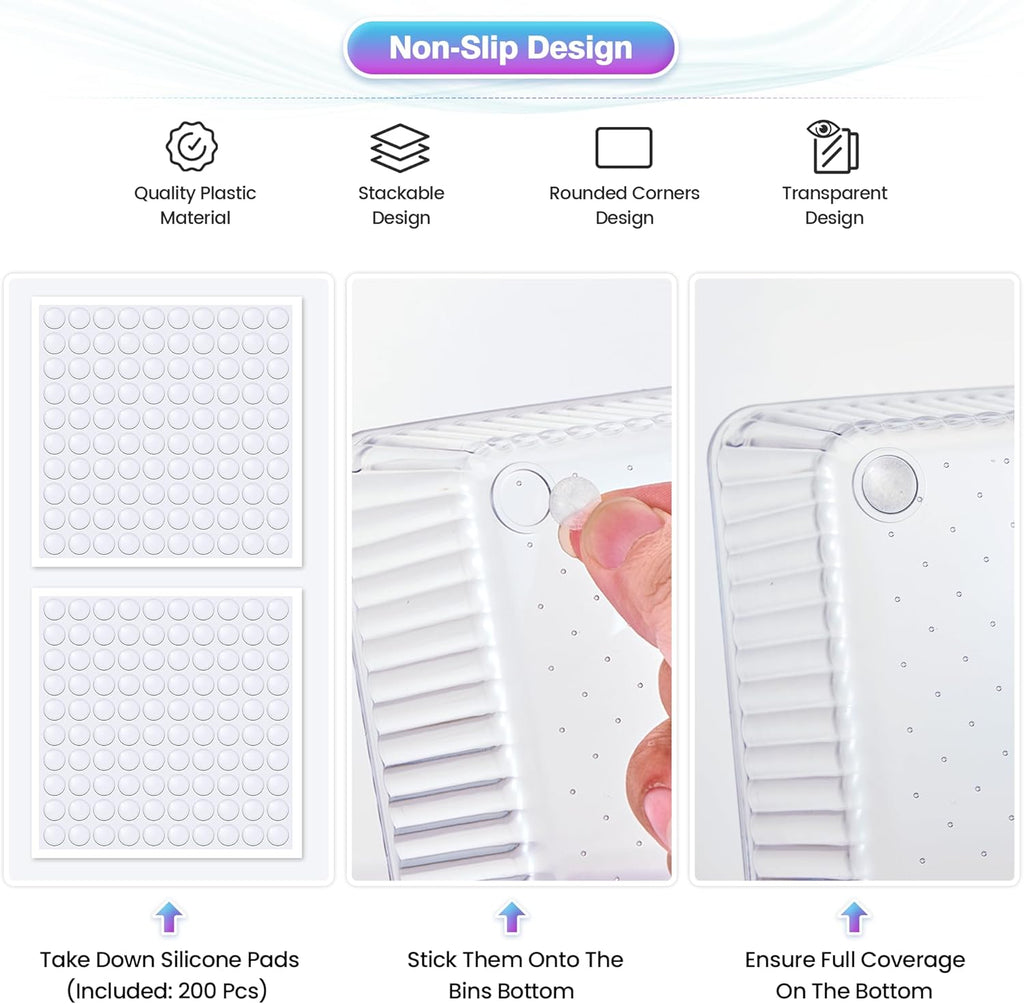 15 PCS Clear Plastic Drawer Organizer Set - 4 Sizes Makeup Organizer Desk Drawer Divider Bathroom Organizers and Storage Bins for Makeup, Jewelry, Gadgets, Office, Kitchen, Bedroom, Bathroom