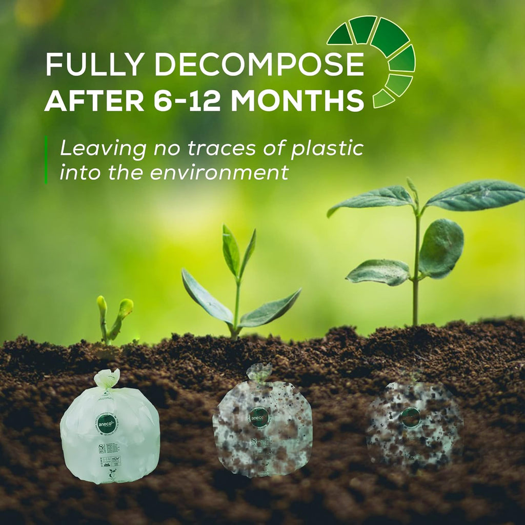 (Include 10 Bonus Bags) ANECO 100% Compostable Waste Bags 2.6 Gallon, Extra Thick Kitchen Small Compost Bags for Countertop Bin, 110 Count (100 + 10 Extra)