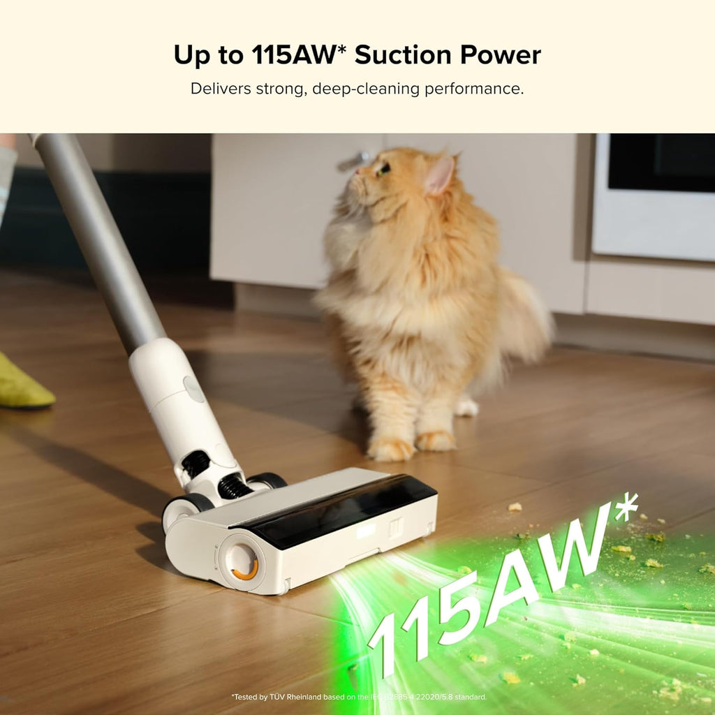 roborock H60 Hub Cordless Stick Vacuum Cleaner with Auto-Empty Dock, 115AW Suction for Carpets and Hard Floors, Vacuum Cleaners with 60-Min Runtime, Anti-Tangle Brush, 140° Green LED Dust Detection