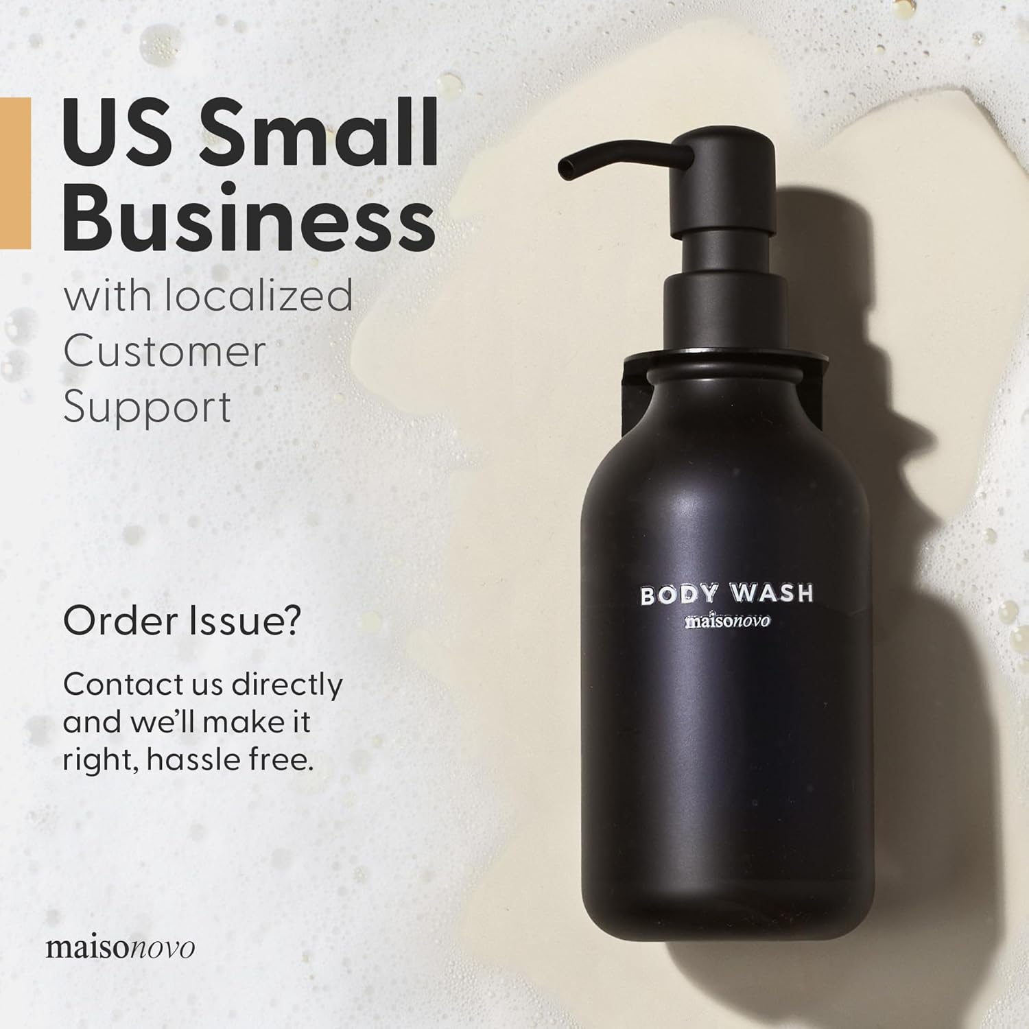 MaisoNovo Shampoo and Conditioner Dispenser - Shower Soap Dispenser Wall Mounted - 16.9 fl oz Set of 2 Black Plastic Bottles Black Pumps - 2 Chamber No Drill