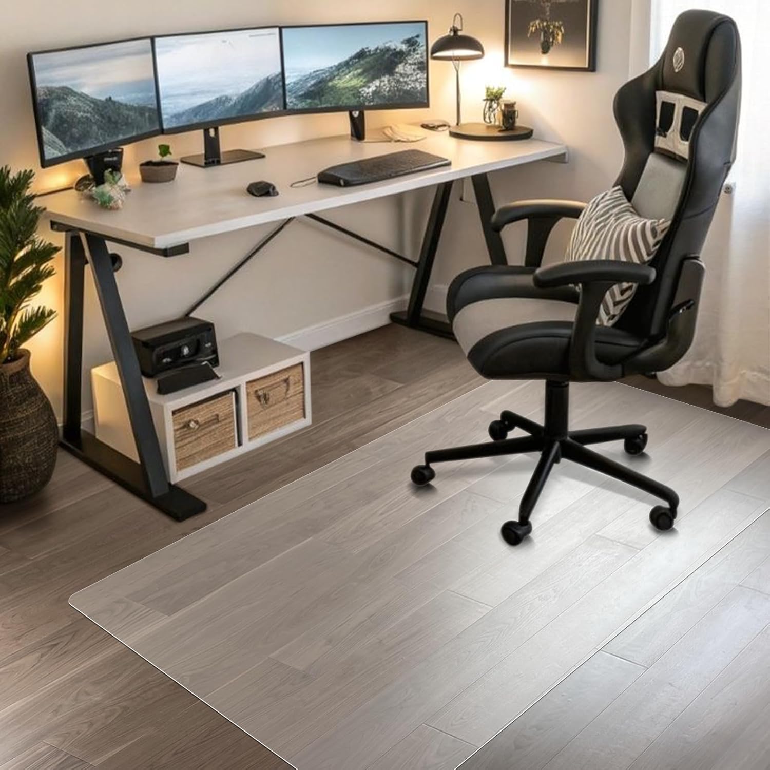 Azadx Chair Mat for Hardwood 60"x 36" Large Office Chair Mat for Hardwood Floors Protector Mat for Office Chair Easy Glide Rolling Plastic Clear Desk Computer Chair Mats for Home Offices