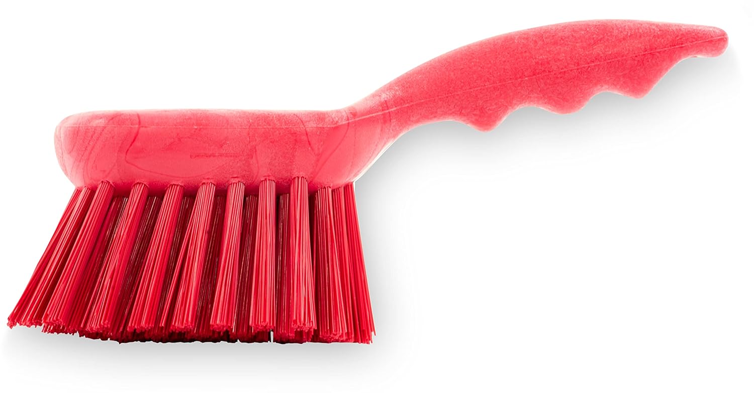 SPARTA 40541EC05 Plastic Scrub Brush, Utility Brush, Kitchen Brush With Hanging Hole For Cleaning, 8 Inches, Red