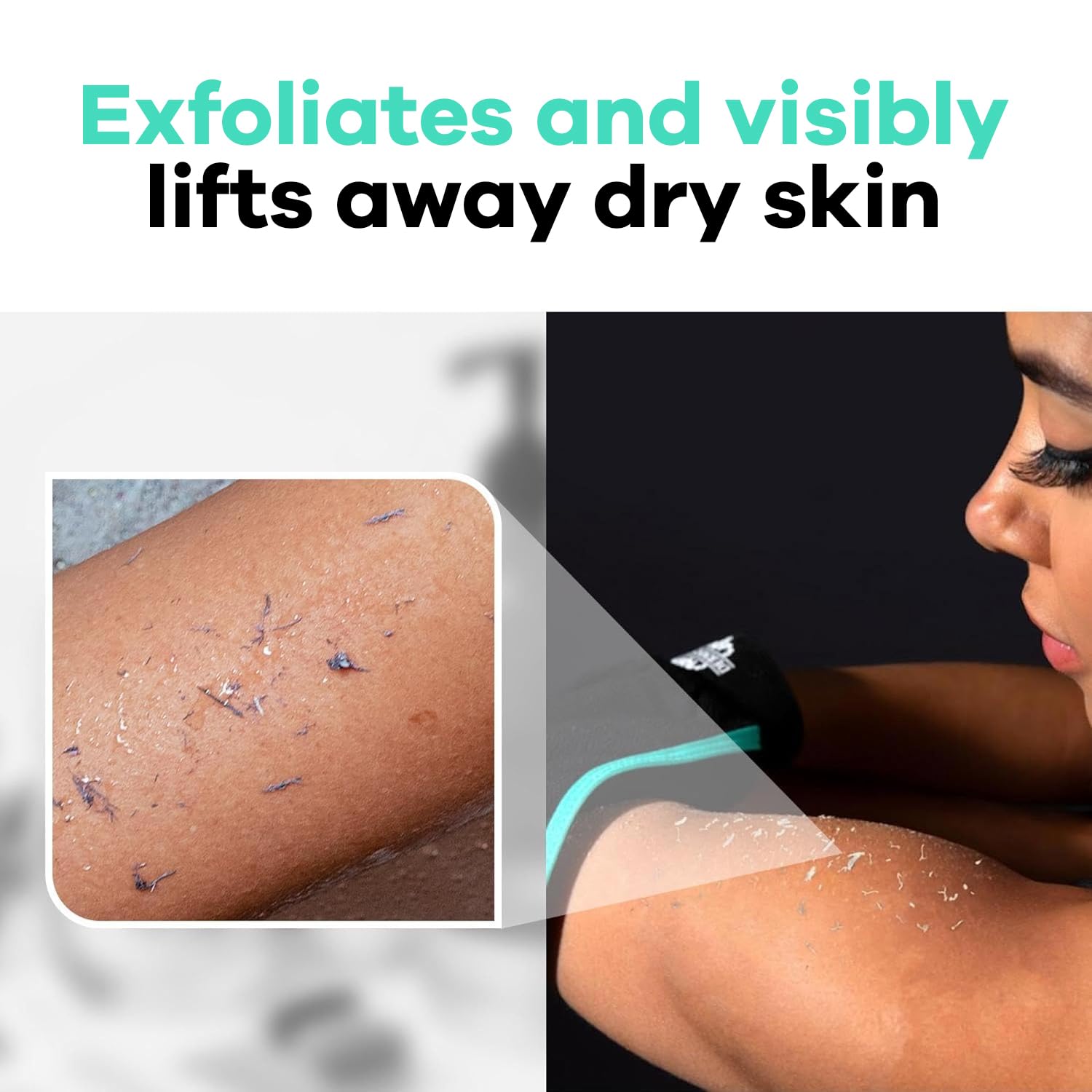 Dermasuri - Deep Exfoliating Glove - Korean Exfoliating Mitt - Body Scrubber for Shower - Buffs Dry & Dead Skin - Keratosis Pilaris Treatment Scrub - Stocking Stuffer Gifts for Women & Men - Teal Mitt