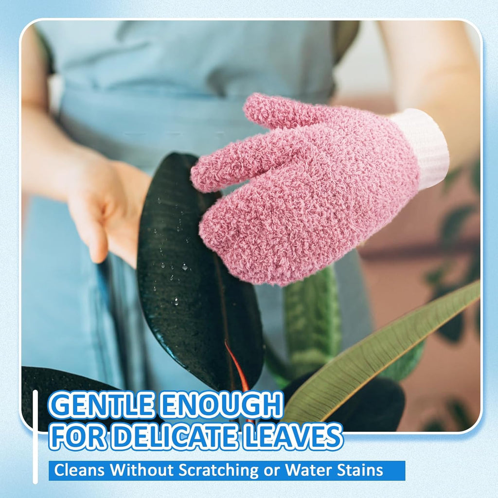 MIG4U Microfiber Dusting Gloves House Cleaning Glove for Blinds, Windows, Shutters, Furniture, and Car, Reusable Lint-Free Pink S/M