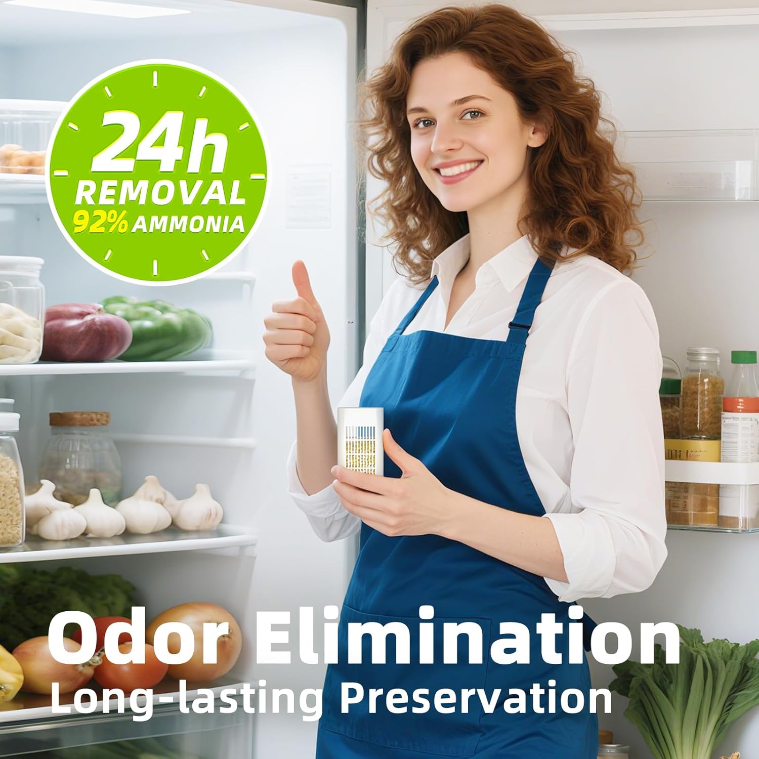 Strongest Refrigerator Deodorizer Odor Eliminator - 24h Fast Odor Removal, 12Months Long-Lasting Freshness, Non-Toxic Formula