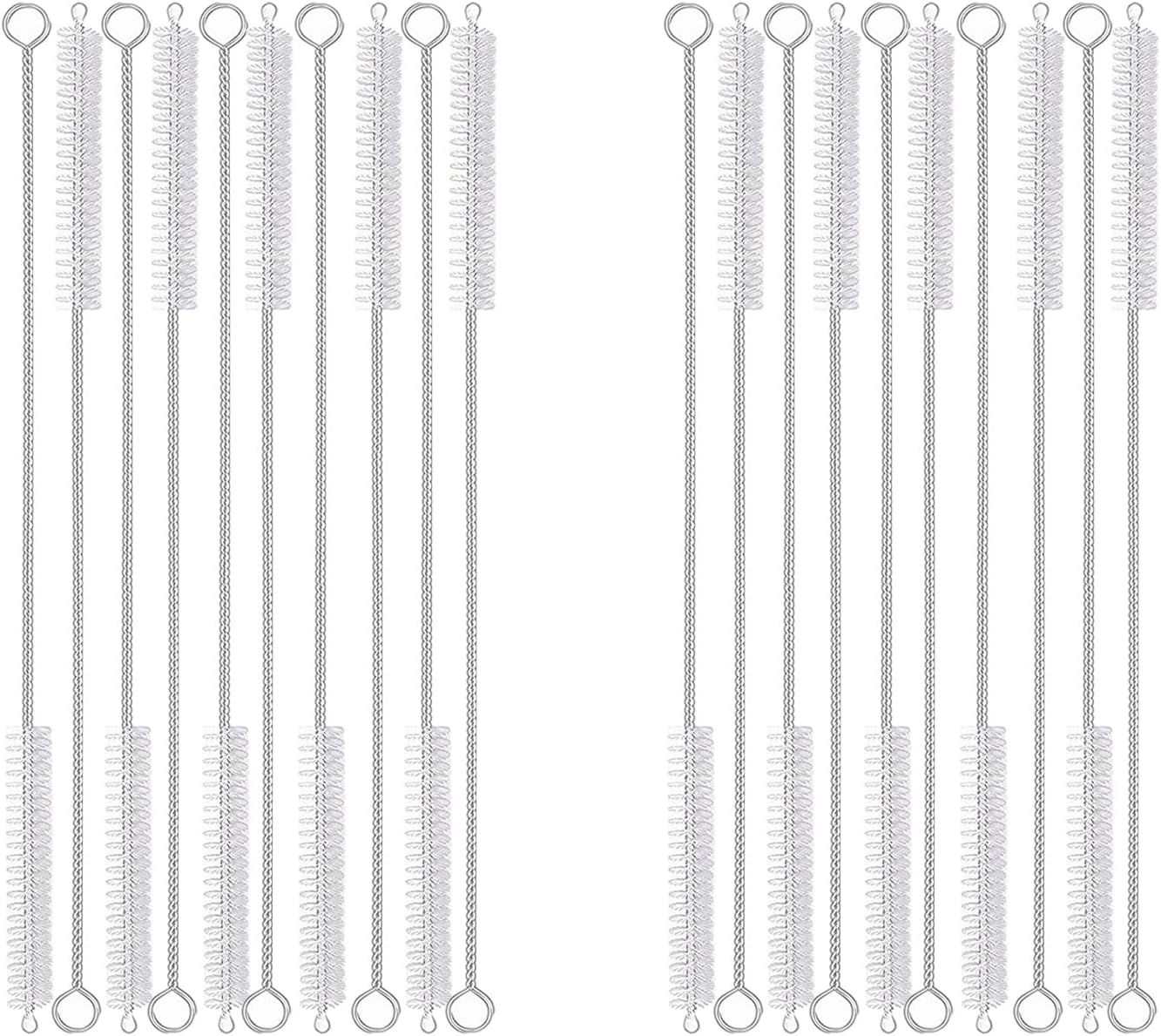 20PCS Straw Cleaner Brush kit,Straw Brush of 8mm-10.6 inch for Water Bottle Sippy Cup with Straw,Glass Straw,Piper Cleaning,Tubes Cleaning Like Filter and Sink Drain Hair Remove (Rubber top)