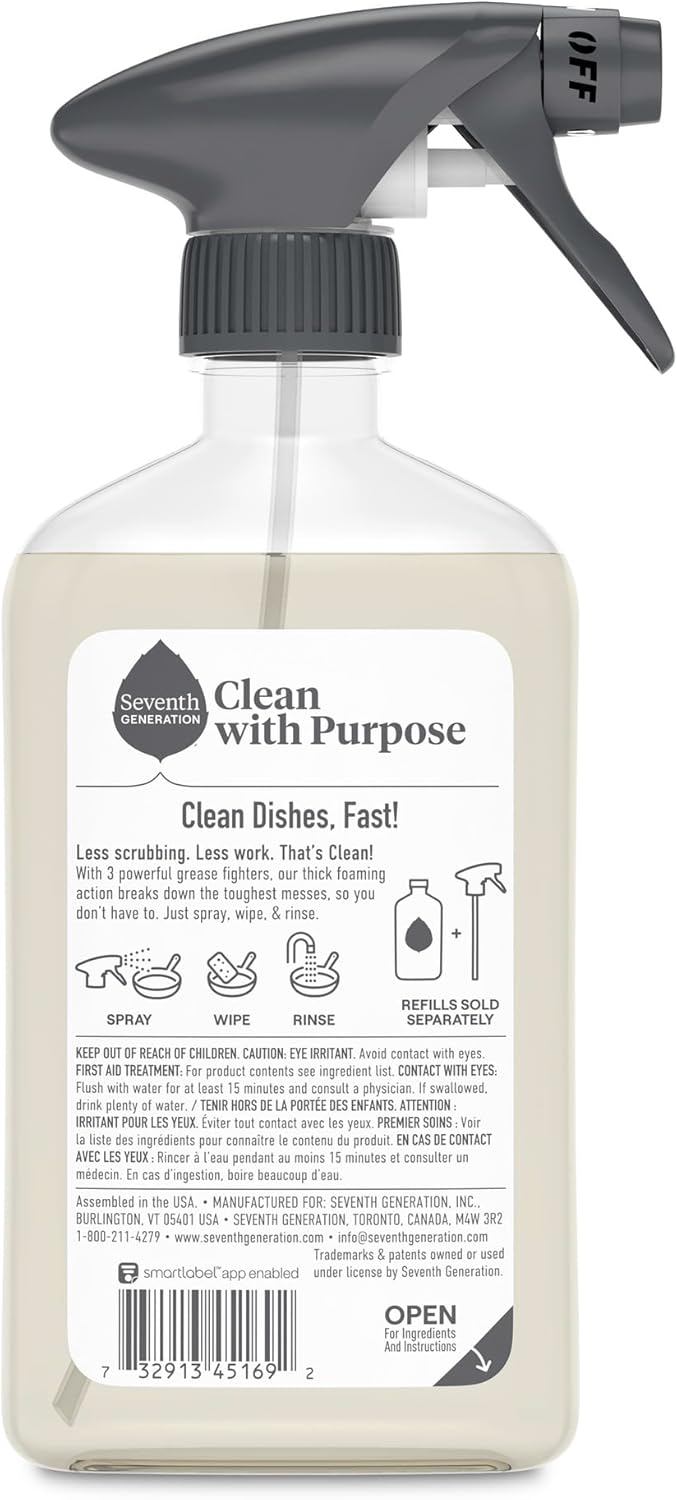 Seventh Generation Foaming Dish Spray, Power+ Mandarin Orange, 3 Powerful Grease Fighters, 16 Fl Oz