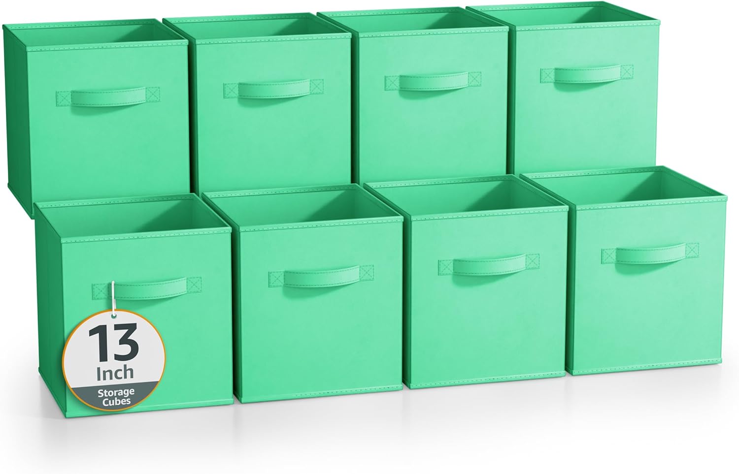 Sorbus 13 Inch Storage Bins - Sturdy Collapsible Fabric Storage Cubes with Handle - 8 Foldable Baskets for Organizing Clothes, Toys, Books - Storage Baskets for Shelves, Closets