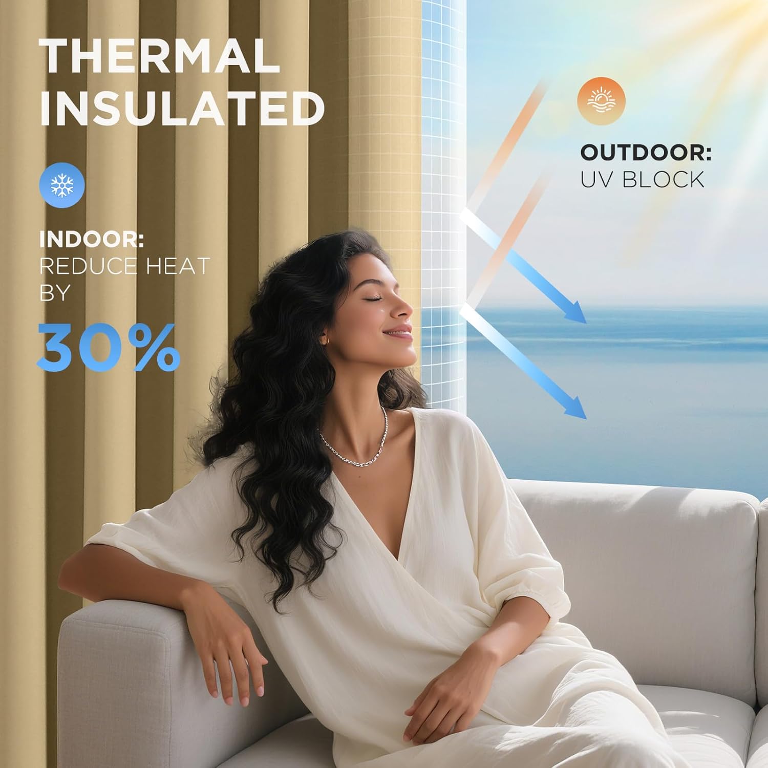 Joydeco Blackout Door Curtain for Doorway Privacy 78 Inches Long, Grommet Closet Curtain for Open Closet, Room Divider for Bedroom Living Room (Beige, 40Wx78L, 1 Panel)