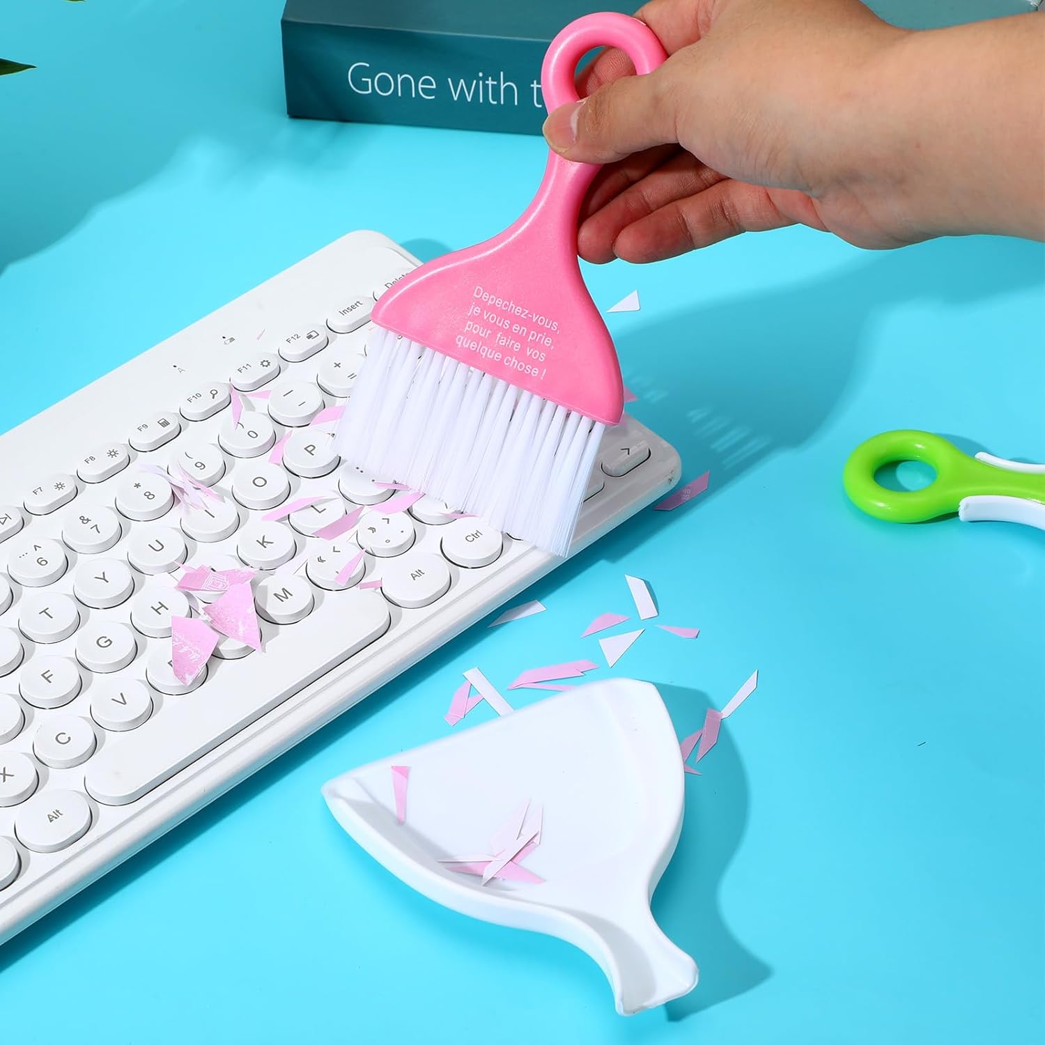 3 Pcs Mini Broom and Dustpan Set, Compact Cleaning Sweep, Mini Broom and Brush Set for Table Desk Car Keyboard Countertop