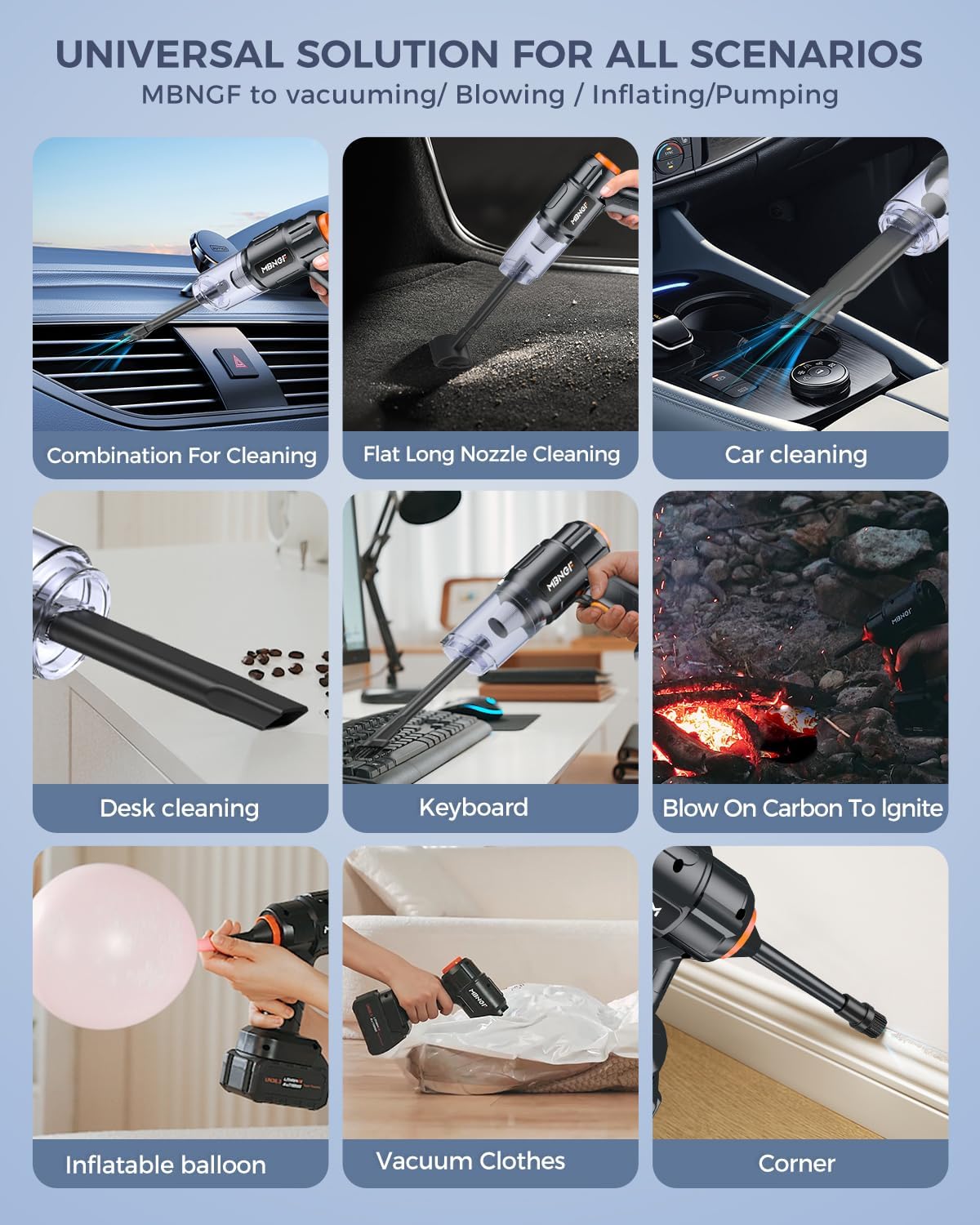 Car Vacuum Portable Cordless,35000PA High Power Suction & Blower, Wireless Handheld Vacuum Cleaner for Car, Home, Office, Pet（Warm Radiance Black）