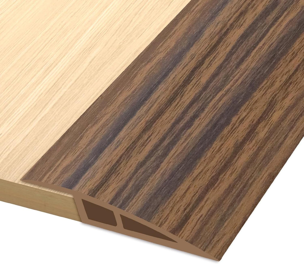 Vinyl Door Threshold Flooring Transition Strip Self Adhesive Carpet Edging Strip for Laminate Doorway Edge Threshold from 1/5" to 2/5" (Smoked Brown Wood Grain, 3.3 Ft)