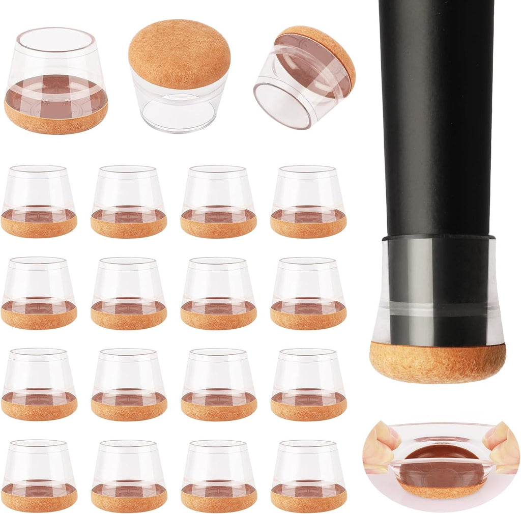 16 Pcs New Chair Leg Protectors for Hardwood Floors, Silicone Chair Leg Floor Protectors, Floor Protectors for Chairs, Chair Leg Caps Protect Wooden Floors from Scratching, Won't Tear