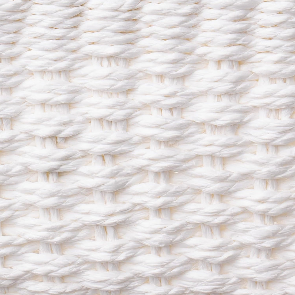 LA JOLIE MUSE Woven Storage Baskets for Organizing, Recycled Paper Rope Basket Bin Divider for Makeup Towel Shelf Cupboards Drawer Closet Dresser, Decorative White Storage Basket Set of 3