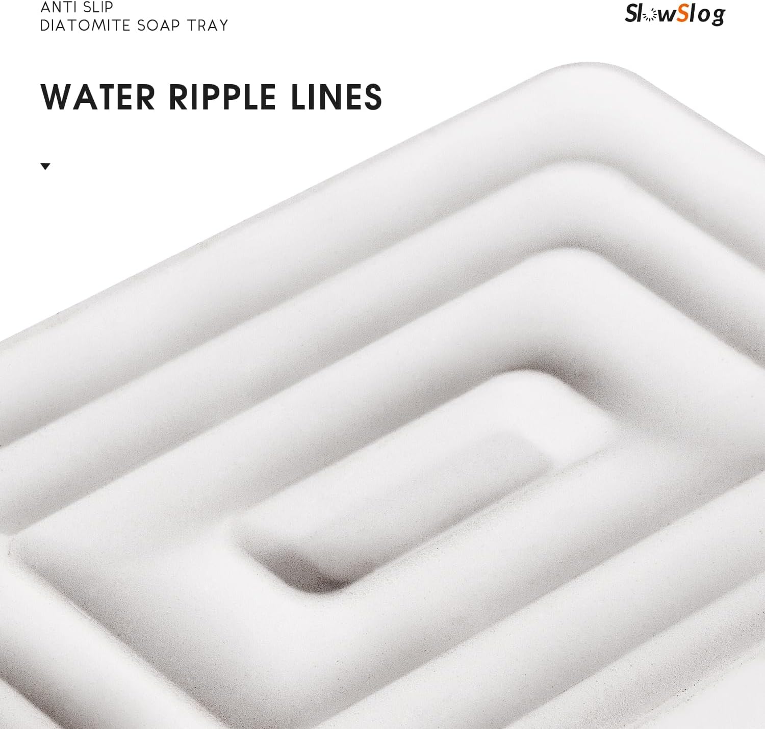 1 Pack Diatomite Soap Dish Holder, Quick Dry Stone Bath Tray, Diatomaceous Earth Stone Soap Holder, Water Absorbent Rectangular Soap Dish for Bar Soap, White