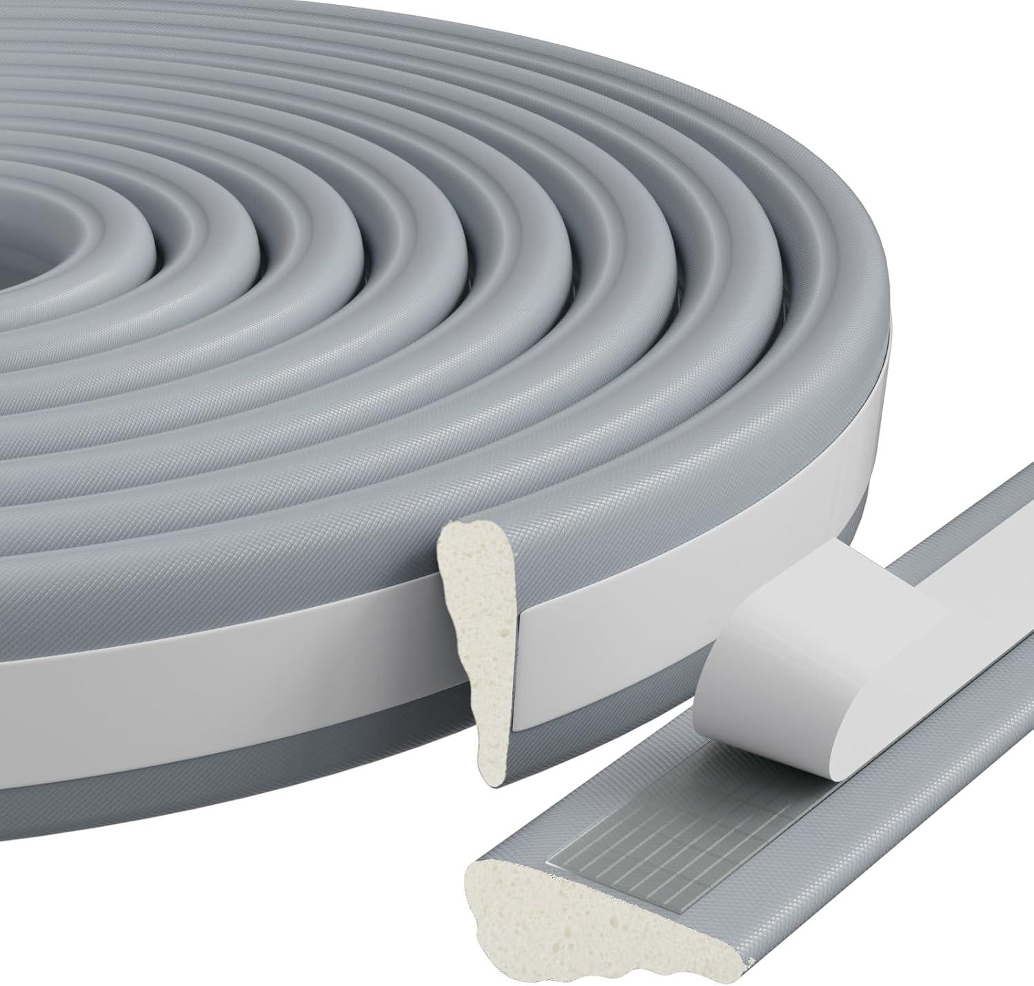 16.4 Ft Weather Stripping Seal Strip for Doors/Windows,Soundproofing Window Insulation Draft Stopper for Winter, Selfadhesive Foam Weather Strip for Door Frame,Door Gap Filler Noise Blocker(Gray)