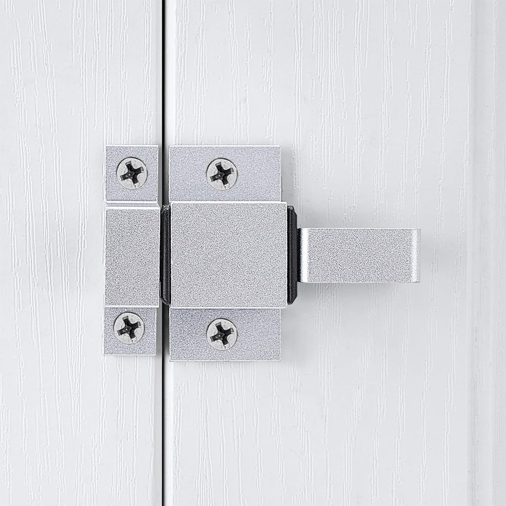 2 Packs Self-Closing Gate Latches, Silver Spring Door Lock, Aluminum Alloy Security Latch for Windows, Cabinets & Gates
