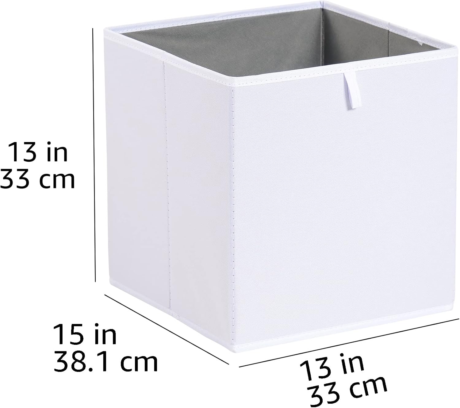 Amazon Basics Cube Organizer Bins, Collapsible Storage Baskets for Shelves, White, Pack of 6, 13x15x13"