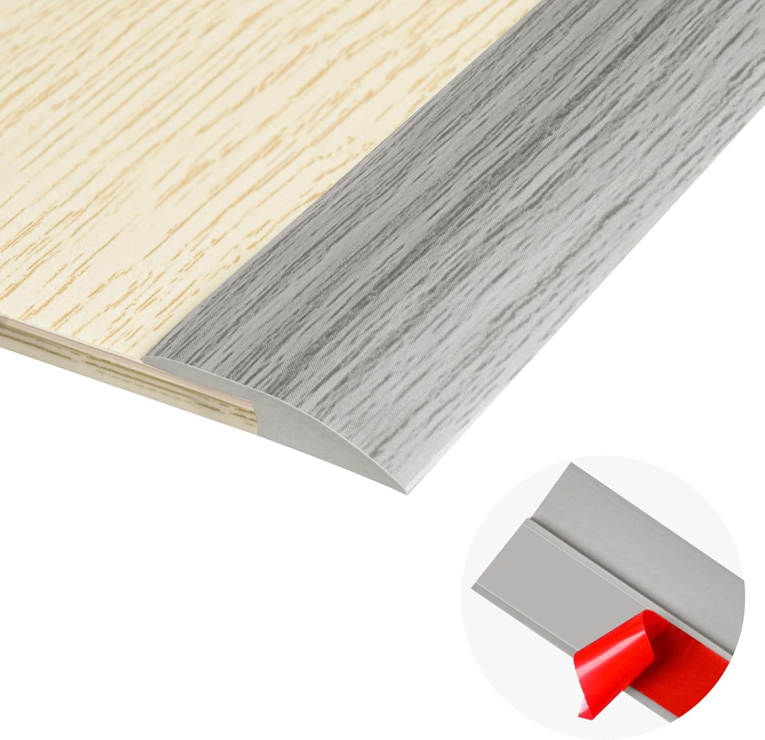 3.3Ft Carpet Floor Transition Strip, Self Adhesive Floor Edging Trim Strip, PVC Threshold Cover for Doorway, Floor Divider Strip Suitable for Threshold Height Less Than 5 mm - Gray Forest