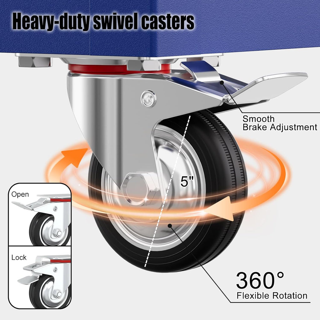 3 Tier Heavy Duty Tool Cart, Mechanic Metal Rolling Tool Carts Work Cart with Locked Drawers & Pegboard for Garage Workshop