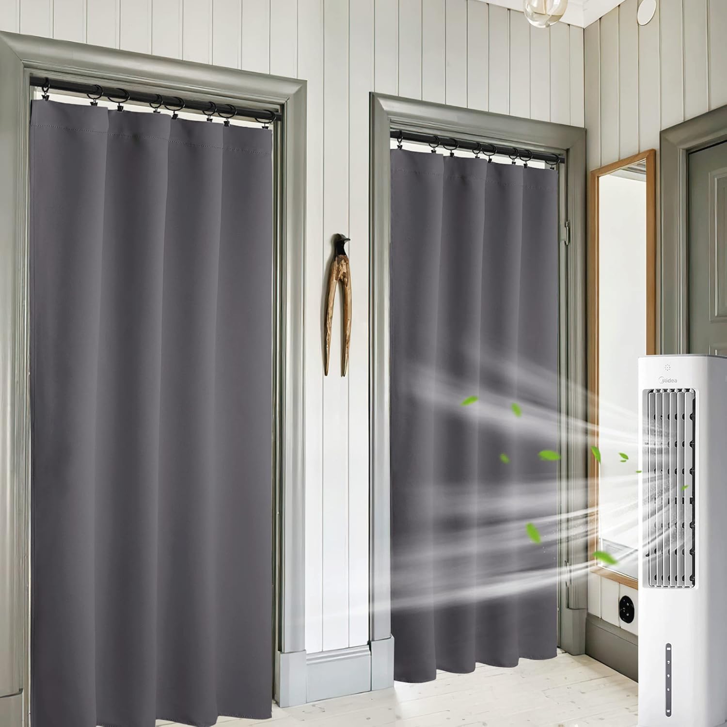 RYB HOME Blackout Curtains for Living Room, Large Window Shades for Bay Window Dining Parlor Bedroom Patio Door, Wide 62 x Long 72 inches, Grey, 2 Panels