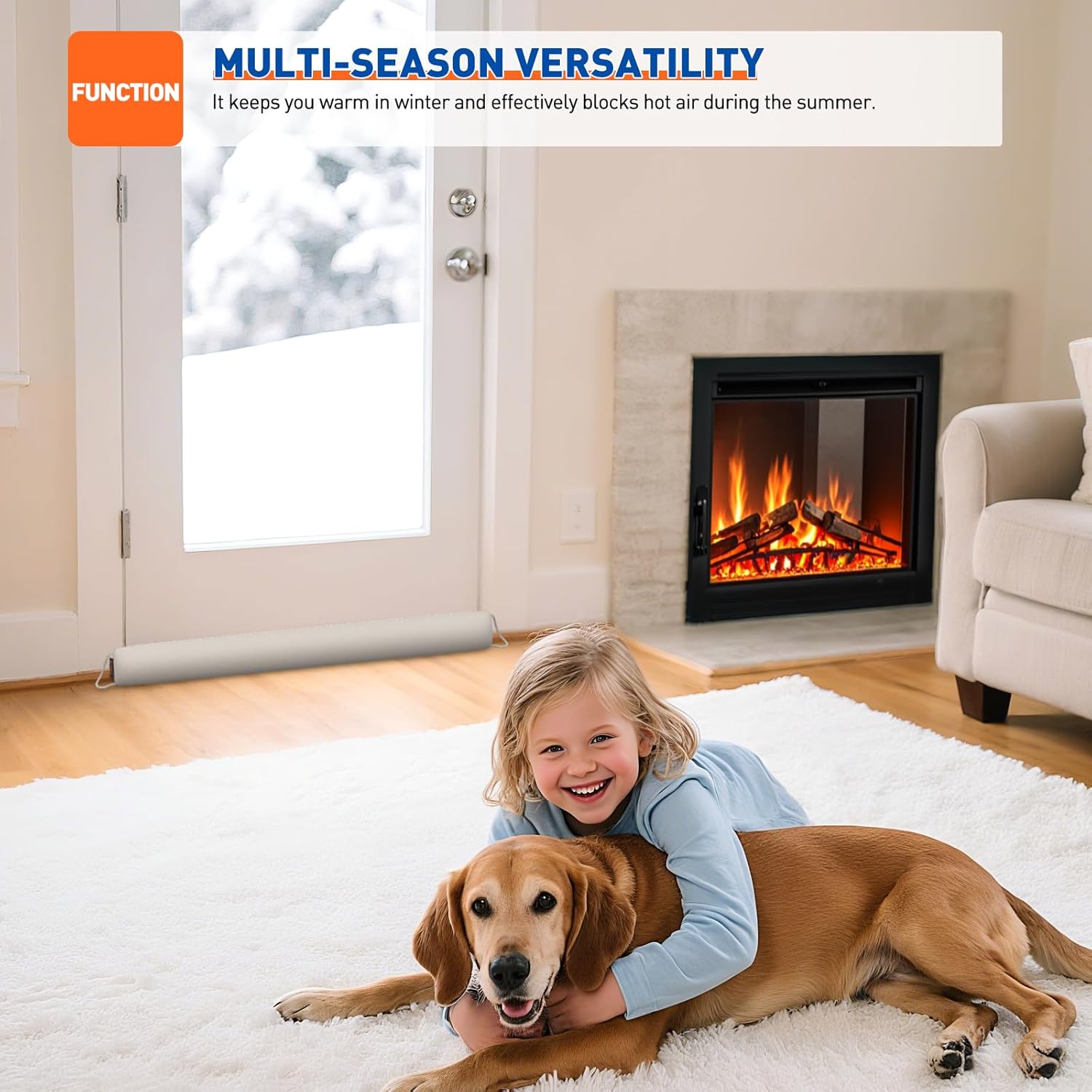 MAGZO Door Draft Stopper 36 Inch-Beige, Under Door Draft Blocker Air Stopper Door Bottom Insulation Snake Draft Stopper