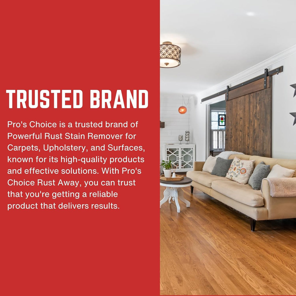 Pro's Choice Rust Away Rust Remover - Powerful Stain Remover & Rust Cleaner - Rust Stain Remover for Carpets, Upholstery, and Surfaces - Bathroom Stain Remover for Multiple Surfaces (16 fl. oz)