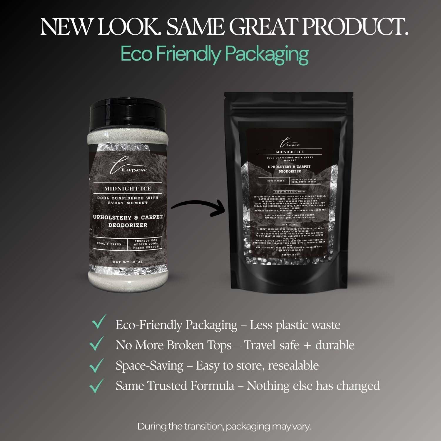 Midnight Ice Carpet Freshener Powder 16 oz | Powerful Odor Eliminator for Home | Upholstery Deodorizer | Carpet Deodorizer | Pet Urine | Cat Litter Box | Black Ice Fragrance.