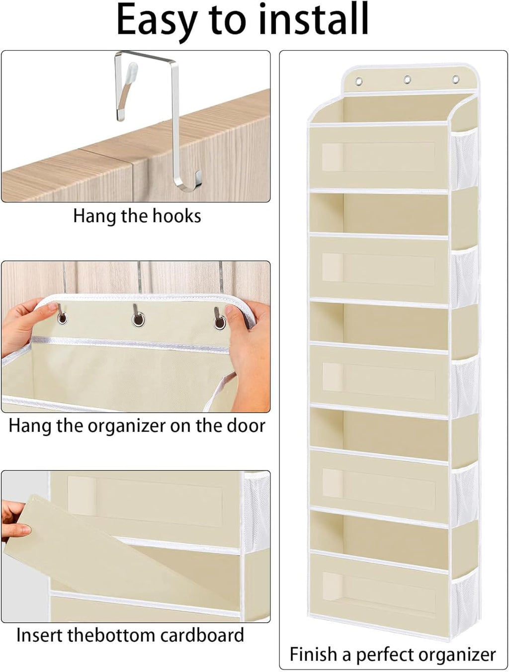 Over The Door Organizer, 5 Shelves Closet Door Hanging Organizer with 10 Mesh Pockets, Nursery Closet Organizer, Baby Essentials, Dorm Room Essentials for Girls