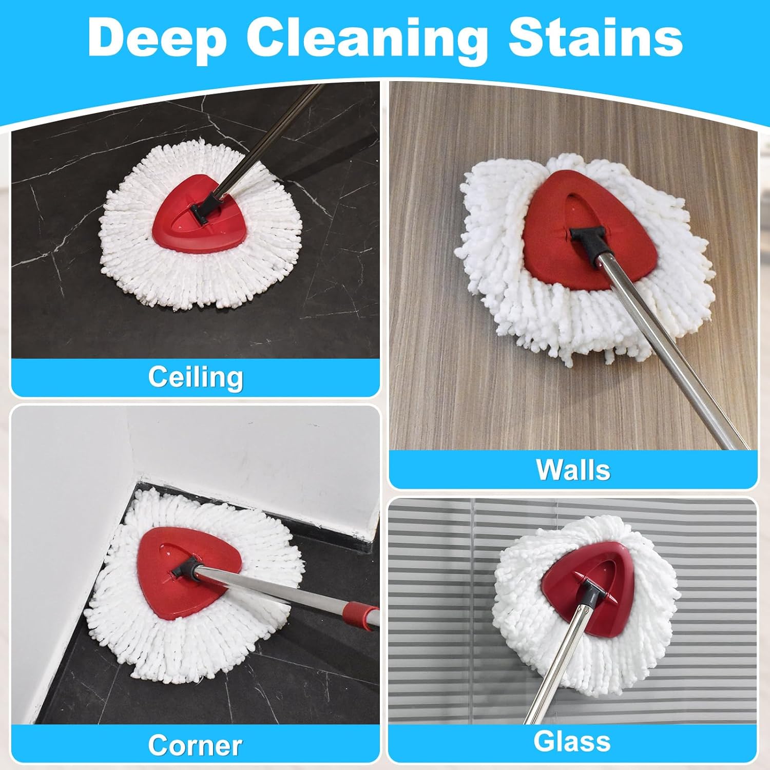 Mop Replace Head for O Cedar, Mop Handle for Ocedar, Mops Heads Replacements for Ocedar Countains Mop Handles Mop Replace Heads for O Cedar 1 Tank Spin Mops