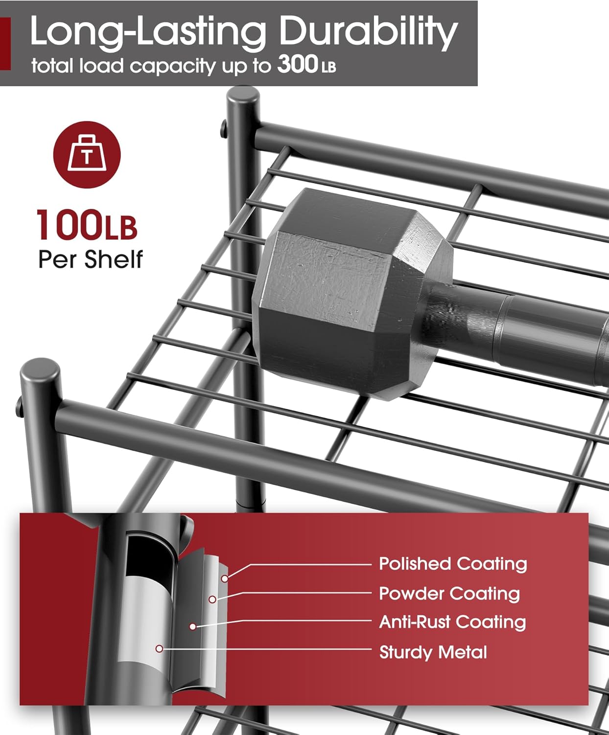 Storage Shelves - 3 Tier Shelf Organizer, Sturdy Metal Garage Shelving with Adjustable Leveling Feet, Space-Saving Shelves Organizer for Pantry, Laundry, Kitchen (18" x 12" x 30", Black)